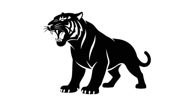 Black Tiger Silhouette Roaring Loud.