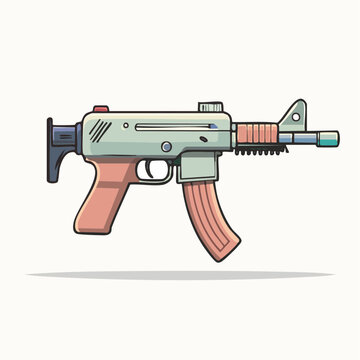 Cartoon Submachine Gun Illustration