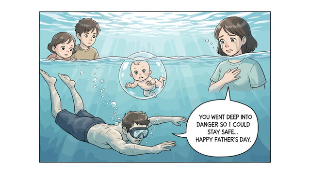 Father's Day Dedication: A tender depiction of a father's selfless act of love and protection, as he risks everything to ensure the safety and well-being of his baby.