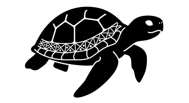 Black turtle with white patterns.