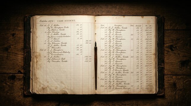 Antique 1876 cash account ledger page handwritten financial records vintage business documentation historical accounting document