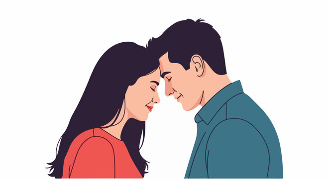 Couple touching foreheads with eyes closed in loving embrace