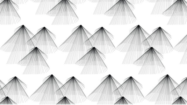 Abstract geometric triangular line pattern black and white grid symmetry modern vector mountain peak fan design illustration