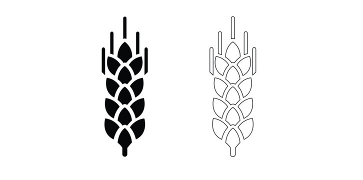 Agriculture wheat ear icon, Agriculture wheat ear Silhouette Vector