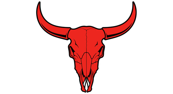 Red Bull Skull Icon Vector Graphic, Wild West Symbol