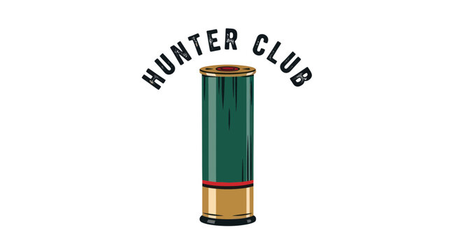 Hunter Club Shotgun Shell Emblem, Hunting and Sport Shooting Logo