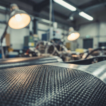 Carbon fiber composite part in manufacturing workshop