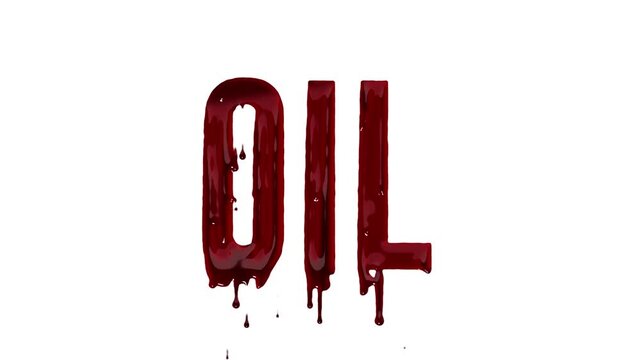 The word OIL is dripping, rendered in a striking red color, symbolizing the petroleum or fossil fuel industry