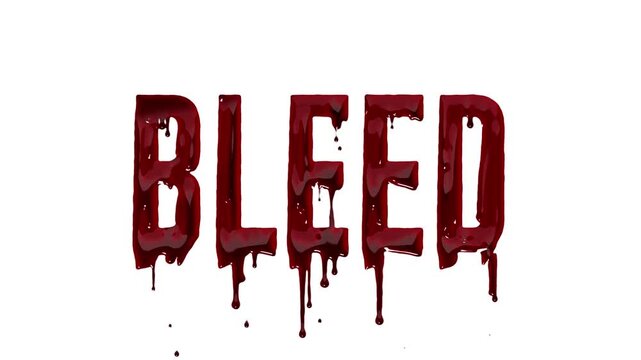 The word BLEED in a bloody font, with blood dripping down, suggesting horror and violence.