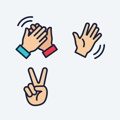Fototapeta premium Rock Paper Scissors Game Icons: Hand Gestures for Playful Competition
