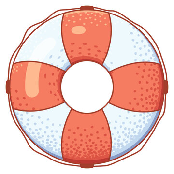 A red and white lifebuoy hand drawn illustration