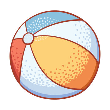 Clipart illustration of colorful beach ball with red, yellow, white, and blue panels