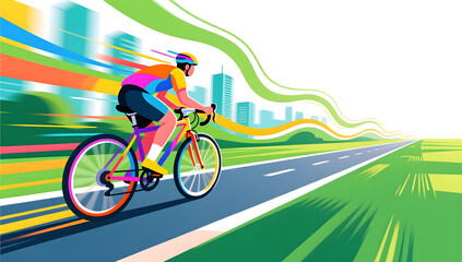 Fototapeta premium Dopamine cycling sports releasing youth energy