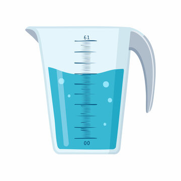 Measuring cup with blue liquid and markings