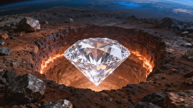 Diamond Crystal Formation Deep Earth Mantle Extreme Pressure Visualization Luxury