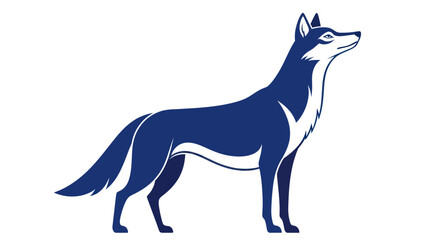 Fototapeta premium Stylized Blue Wolf Silhouette Standing Proudly on White Background
