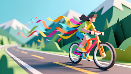 Fototapeta premium Dopamine color happy cycling releasing vitality
