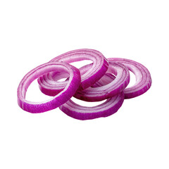 Fototapeta premium Fresh purple onions stacked in a loose pile on white background