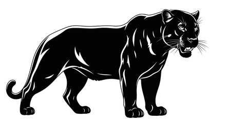 Sleek Black Panther Illustration - Majestic Wild Cat, Powerful Predator © Roni