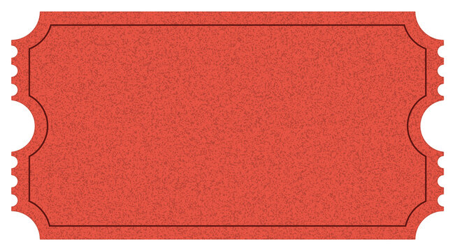 Blank vintage red paper ticket with textured and flat isolated on transparent background. Retro cinema movie carnival entry stub, event invitations, lottery raffle contests, and entertainment.