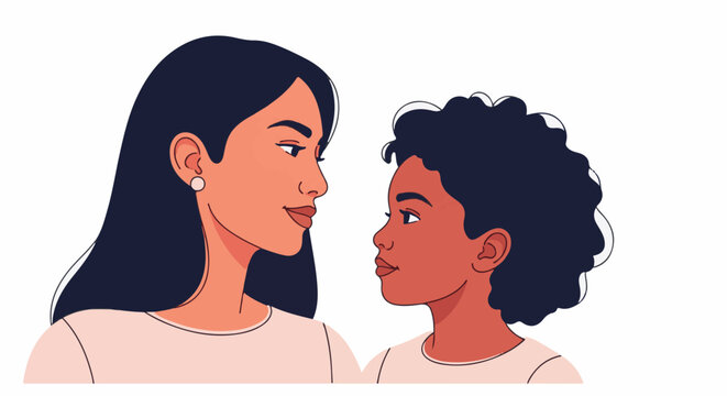 Two people of different ages looking at each other affectionately