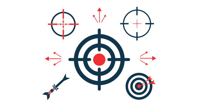 Target Collection: Aiming and Focus Concept with Crosshairs and Dart