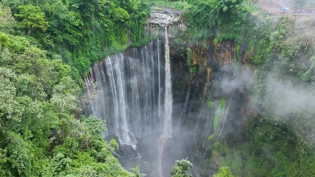 Drone Shot of Epic Multi-Layer Waterfall &ndash; Java Island Indonesia Tumpak Sewu