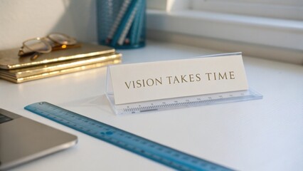 Inspirational desk sign with the quote 