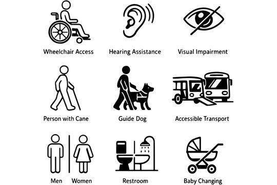 Modern Disability Accessibility Symbols Vector Collection