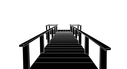 Fototapeta premium Minimalist black wooden pier silhouette with perspective view