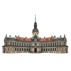 Fototapeta premium Historic European Baroque Palace Building with Central Spire