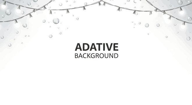 Festive hanging string lights on clean white background