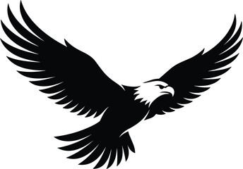 Fototapeta premium Eagle silhouette with wings spread black and white graphic on a white background high quality professional detailed modern elegant stylish clean