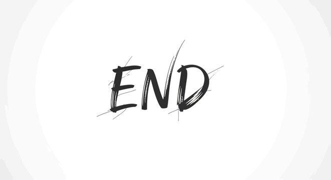 Handwritten word "END" in black ink with scribbled lines, white background