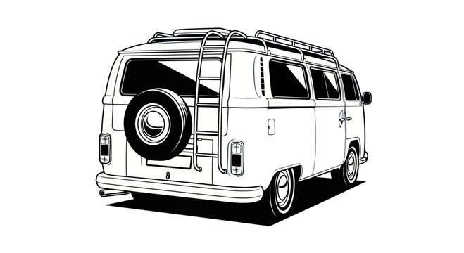 Vintage Camper Van Illustration - Retro Travel Vehicle