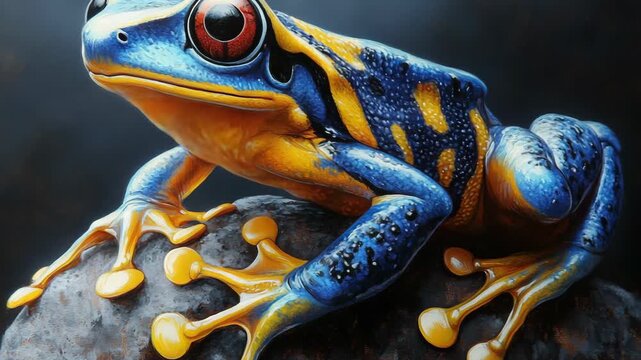 selective focus hyper-realistic tropical frog painting