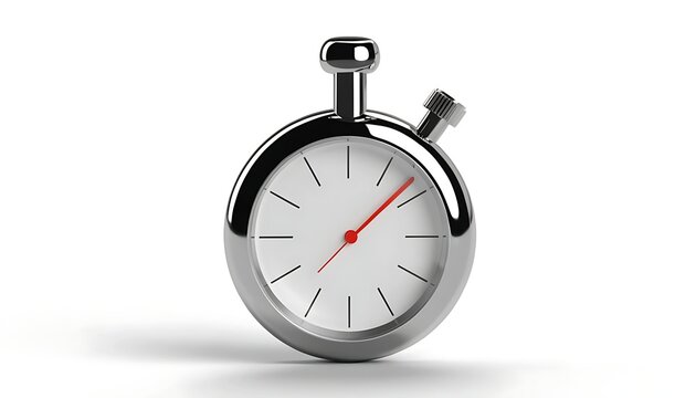 Stopwatch with red hands on white background