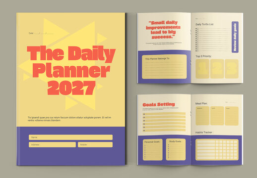 Daily Notebook Planner Layout Design Template