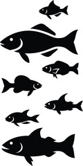Fototapeta premium Black Fish Swimming on White Background