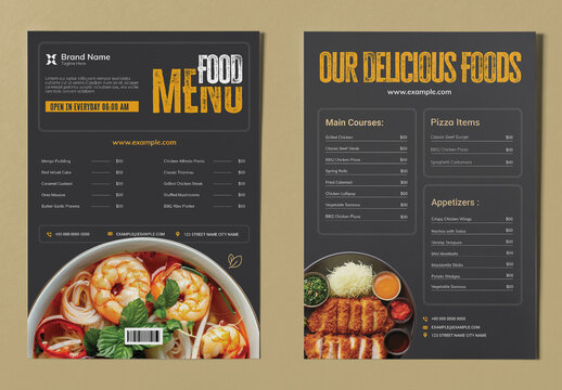 Restaurant Menu Template Layout