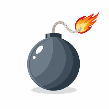 Cartoon Bomb with Burning Fuse
