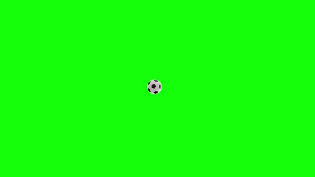 3D Realistic Soccer ball Flying Hook Hitting Camera Screen with Impact and Bouncing Away Isolated on Green Screen, 4K