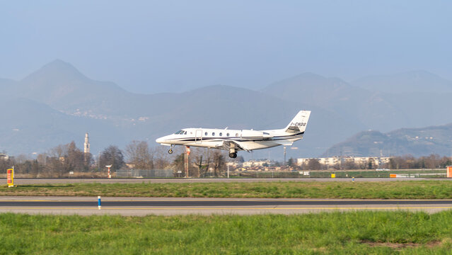 Sardinia Sky Service Cessna Citation XLS+ lands at BGY Milano Bergamo international airport