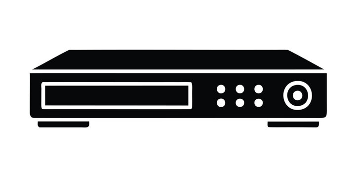 DVR outline icon, Black and White DVR Side Profile Vector Silhouette