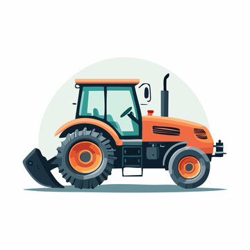 Orange Tractor with Front Loader Illustration