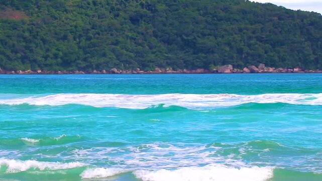 Strong waves Praia Lopes Mendes beach Ilha Grande island Brazil.