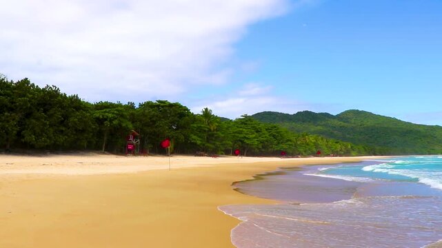 Praia Lopes Mendes beach on tropical island Ilha Grande Brazil.