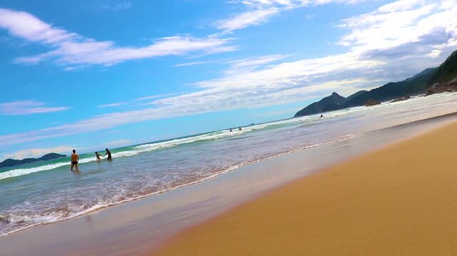 Praia Lopes Mendes beach on tropical island Ilha Grande Brazil.