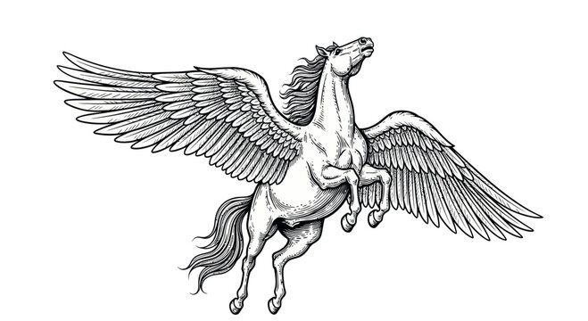 Majestic Winged Horse Pegasus Mythical Creature Illustration