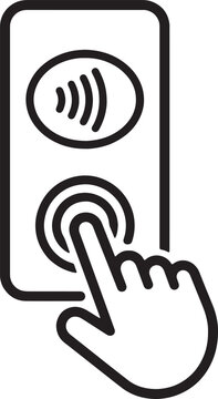 Contactless payment icon with finger tap and NFC wireless transaction vector illustration